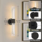 YANSUN 2-Pack Bubble Acrylic Black LED Wall Sconce Remote Control Remote Timer Dimmable Wall Light for Living Room Hallway