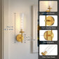 YANSUN 2-Pack Cylinder Copper Wall Sconce Remote Control Remote Timer Dimmable Wall Light with Clear Glass for Living Room