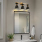 YANSUN 25 in. 3-Light Black and Gold Vanity Light with Black Cone Metal Shade Wall Sconce for Bathroom Vanity and Hallway