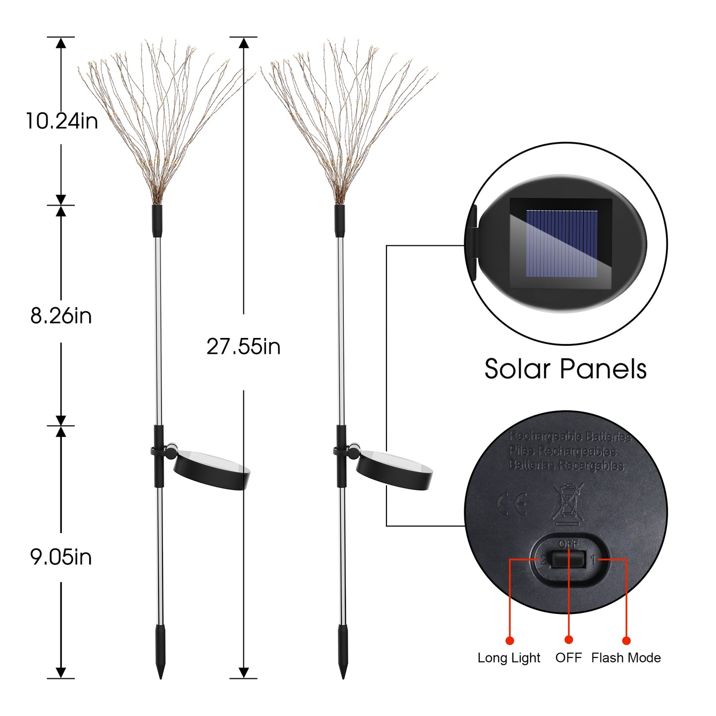 YANSUN LED Firework Garden Lights - 120 LEDs, Warm White, 40 Copper Wires (2-Pack)