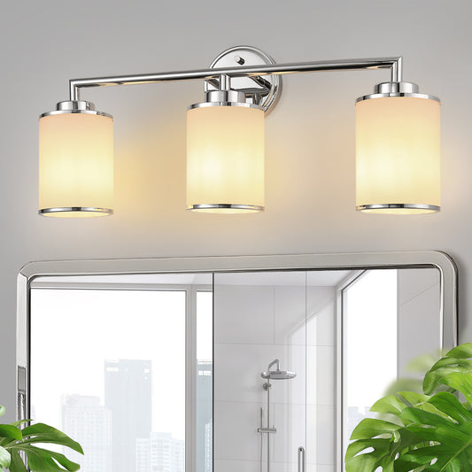 YANSUN 3-Light Vanity Light, Chrome Finish, E26 Sockets, Non-Integrated Light Source