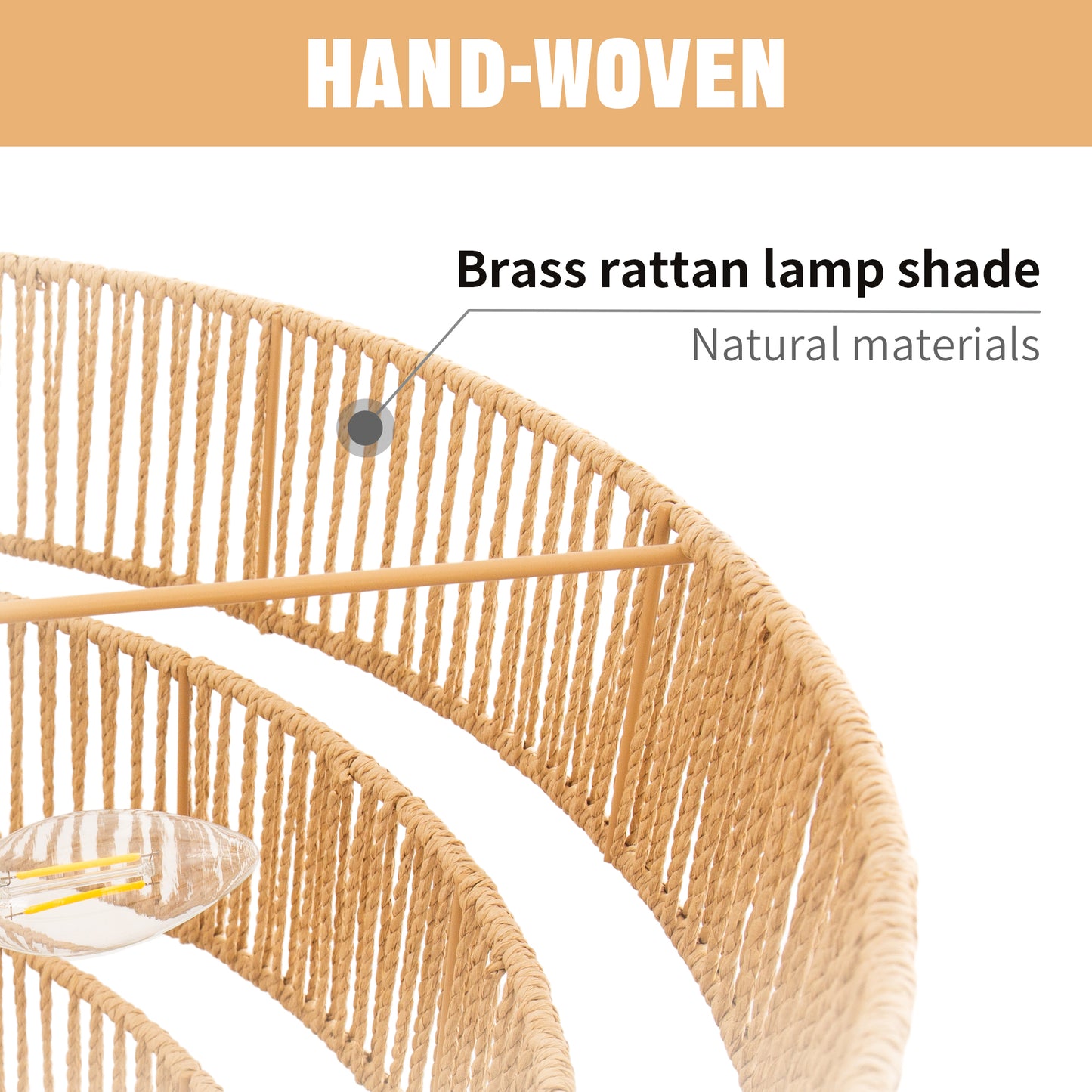 YANSUN 12-Light Boho Chandelier, 6-Tier Copper Finish, Rattan Shades, E12 Base, Non-Integrated Bulbs, Ideal for Living & Dining Spaces