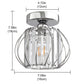 YANSUN 7 in. 1-Light Chrome Modern Crystal Semi Flush Mount Ceiling Light with Cage Design for Hallway, Entryway, or Bedroom