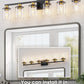 YANSUN 40 in. 6-Light Black and Gold Metal Vanity Light with Dimmable No Bulbs Included