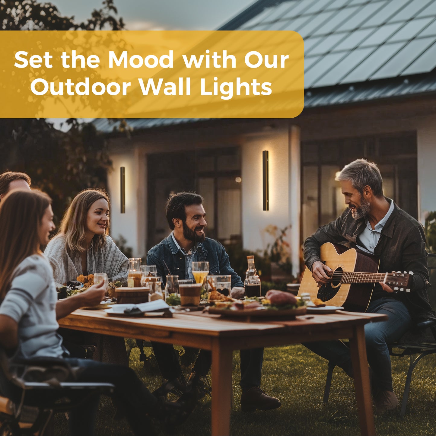 YANSUN 39.4in Outdoor LED Wall Light, Side Emitting Linear Wall Sconce, 30W 3000K Warm Light Black Exterior Fixture for Porch Patio 110V