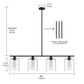 YANSUN 4-Light Island Pendant Light with Clear Glass Shades, Black Finish Hanging Fixture with E26 Base