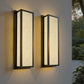 YANSUN 24.8in Outdoor LED Wall Light, IP65 Waterproof Rectangular Wall Sconce, 30W 3000K Warm Light Faux Alabaster Shade Exterior Fixture