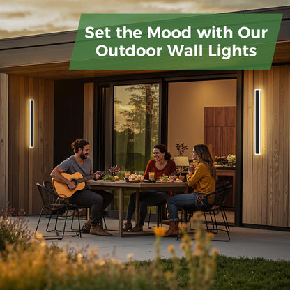 YANSUN 35.4 in. 1-Light Black Integrated LED Outdoor Wall Light Waterproof Porch Lantern Sconce 000/6000 K Color Temperature