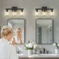 YANSUN 3-Light Industrial Bathroom Vanity Light Matte Black Glass Wall Fixture ETL Certified E26