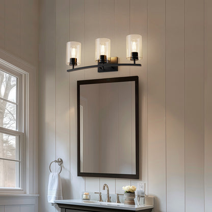YANSUN 3-Light Black Vanity Light Hardware with E26 Sockets and Square Wall Plate for Bathroom Fixtures