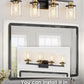 YANSUN 27.2 in. 4 Light Black and Gold Vanity Light with Clear Globe Glass Shades and Square Backplate for Bathroom