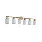 YANSUN Golden Modern Minimalist Bathroom Vanity Light, 6-Light Wall Sconce, Iron & Glass, E26 Base, Hard-Wired (Bulbs Not Included)