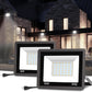 YANSUN 2-Pack Graphene LED Flood Light, Plug-in Motion Sensor, 50W 2300LM, 6000K White Light, IP65 Outdoor Security Floodlight