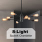 YANSUN 8-Light Modern Linear Chandelier - 2-Tier Vintage Black Pendant Light for Living Room