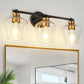 YANSUN 22 in. Black and Gold 3-Light Vanity Light with Clear Glass Shade for Vanity Powder Room Dressing Room