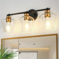 YANSUN 22 in. Black and Gold 3-Light Vanity Light with Clear Glass Shade for Vanity Powder Room Dressing Room