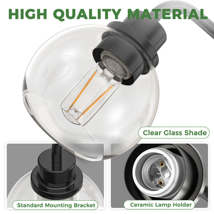 YANSUN 4-Light Black Vanity Light Fixture with Clear Globe Glass Shades Modern Bathroom Wall Sconce E26
