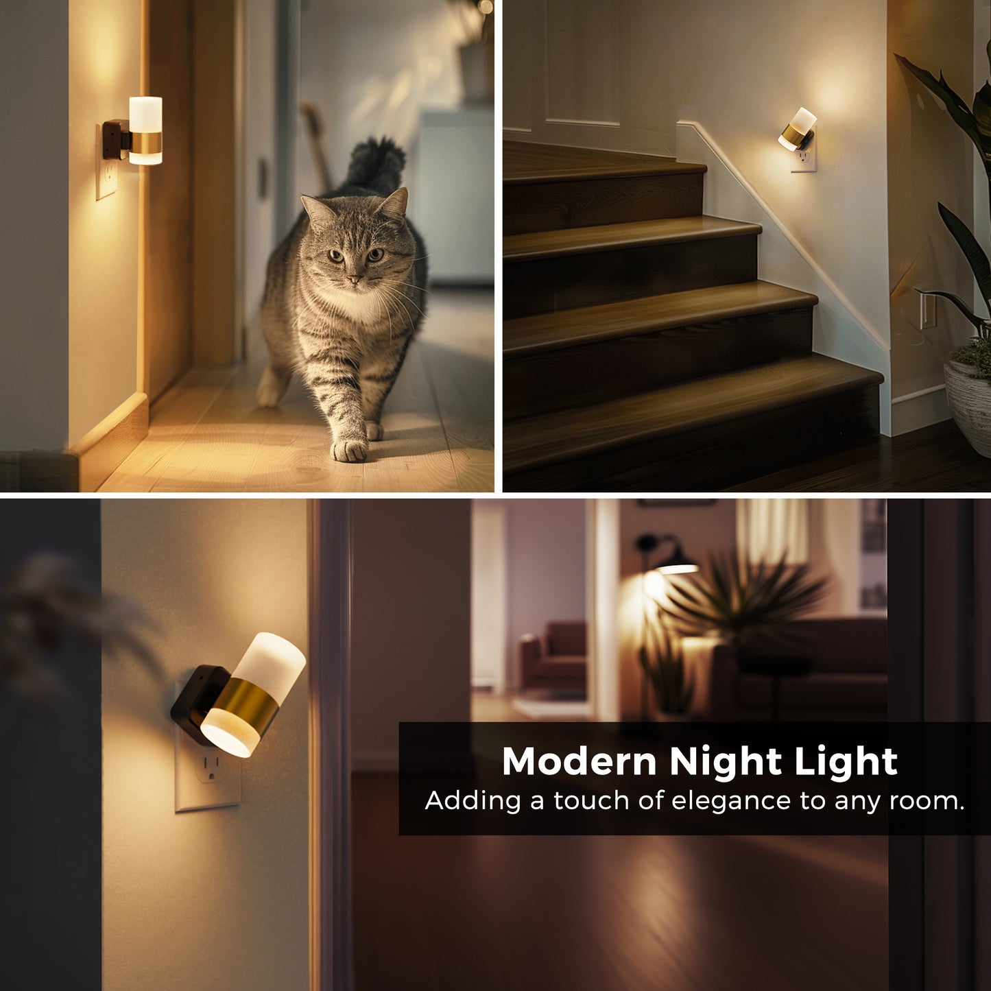 YANSUN 1-Watt Integrated LED Plug-In Night Light, Amber 2700K, Frosted Acrylic Cylinder, Five-Step Dimming, Dusk to Dawn 1-Pack