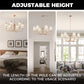 YANSUN 6-Light Chandelier with Straight Tubular Arms and Inverted Cone Fabric Shades, Gold Finish, E12 Bulbs Not Included