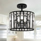 YANSUN 12.4 in. 3-Light Matte Black Semi-Flush Mount Ceiling Light with Crystal Details, E12 Base, for Living room, Bedroom