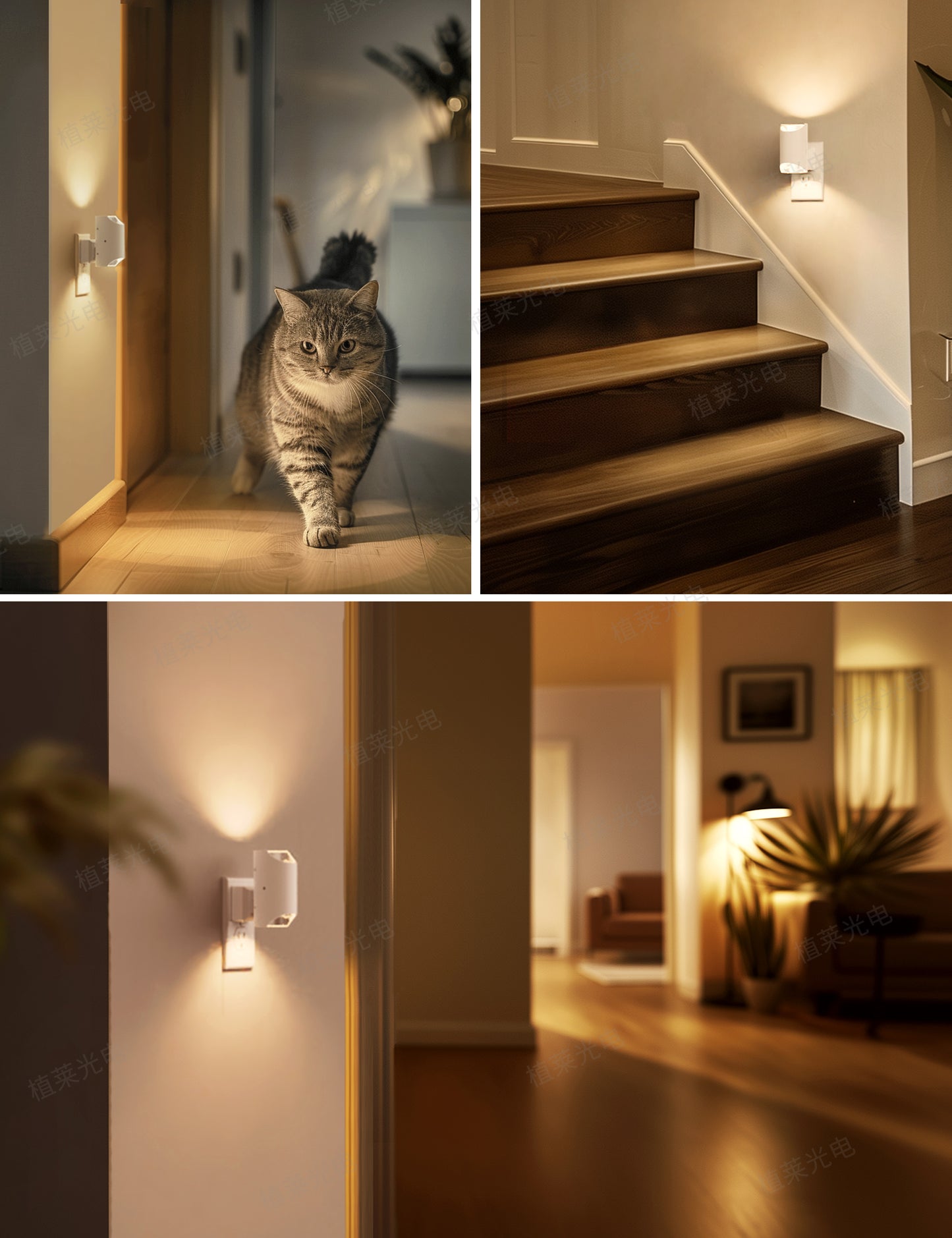 YANSUN 2-Pack 1W White Plug-In Night Lights, Cylindrical Up-Down Wall Lamps, Sliding Dimming, Warm 3000K