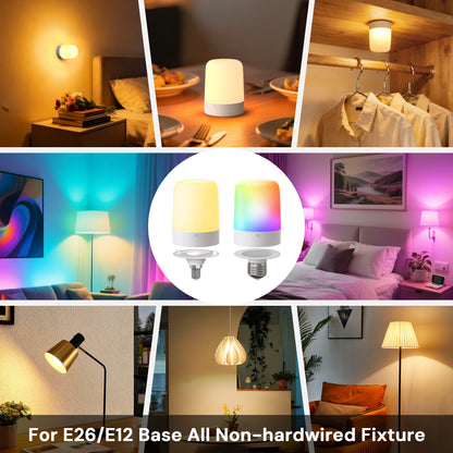 YANSUN Set of 2 Cabinet Lights with Cylindrical Plastic Housing, White, 1.5W, RGBCW, E27/E12 Sockets