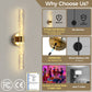 YANSUN Set of 2 Stone-Texture Glass Linear LED Indoor Wall Lights, Copper Finish, Integrated LED, RGBCW