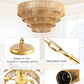 YANSUN  6-Light Boho Chandelier with Woven Rattan Shades, Copper Finish Multi-Tier Decorative Hanging Fixture