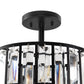 YANSUN 12.4 in. 3-Light Matte Black Semi-Flush Mount Ceiling Light with Crystal Details, E12 Base, for Living room, Bedroom