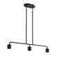 YANSUN 3-Light Island Pendant Light Fixture, Black, E26, No Bulbs, No Glass
