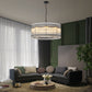 YANSUN 37in. Black 2-Tier 8-Light Water Ripple Crystal Chandelier Modern Ceiling Light for Dining Room Living Room Bedroom Foyer High Ceiling