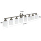 YANSUN Modern 8-Light Vanity Wall Sconce, Brushed Nickel Finish with Frosted Glass Shades for Bathroom or Hallway Lighting (No Bulbs)