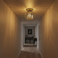 YANSUN 7.1 In. 1-Light Gold Semi-Flush Mount Ceiling Light with Crystal Shade Fixture with E26 Bas for Hallway or Bedroom