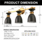 YANSUN 25 in. 3-Light Black and Gold Vanity Light with Black Cone Metal Shade Wall Sconce for Bathroom Vanity and Hallway