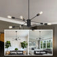 YANSUN 8-Light Modern Linear Chandelier - 2-Tier Vintage Black Pendant Light for Living Room