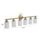 YANSUN Golden Modern Minimalist Bathroom Vanity Light, 6-Light Wall Sconce, Iron & Glass, E26 Base, Hard-Wired (Bulbs Not Included)