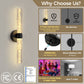 YANSUN Set of 2 Stone-Texture Glass Linear LED Wall Lights, Matte Black Finish, Integrated LED, 6W, RGBCW