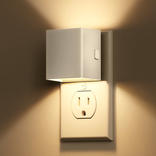 YANSUN 1-Watt Integrated LED Plug-In Square Night Light, Up-Down Illumination, Button Adjustable, Light Sensor, 2-Pack