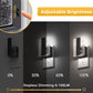 YANSUN 1-Watt Modern Square Plug-in Integrated LED Night Light with Light Sensor, Crushed Acrylic, White 5000K, Black, 2-Pack