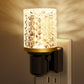 YANSUN 2-Pack Plug-In Night Lights with Crystal Columns, Gold Ring Accents, 3000K Warm Glow, Dimmable Function