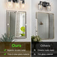 YANSUN 3-Light Black Vanity Wall Light, Transparent Glass Shades, Non-Integrated E26 Bulbs, Modern Bathroom & Bedroom Lighting, US Standard