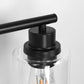 YANSUN 3-Light Black Vanity Wall Light, Transparent Glass Shades, Non-Integrated E26 Bulbs, Modern Bathroom & Bedroom Lighting, US Standard