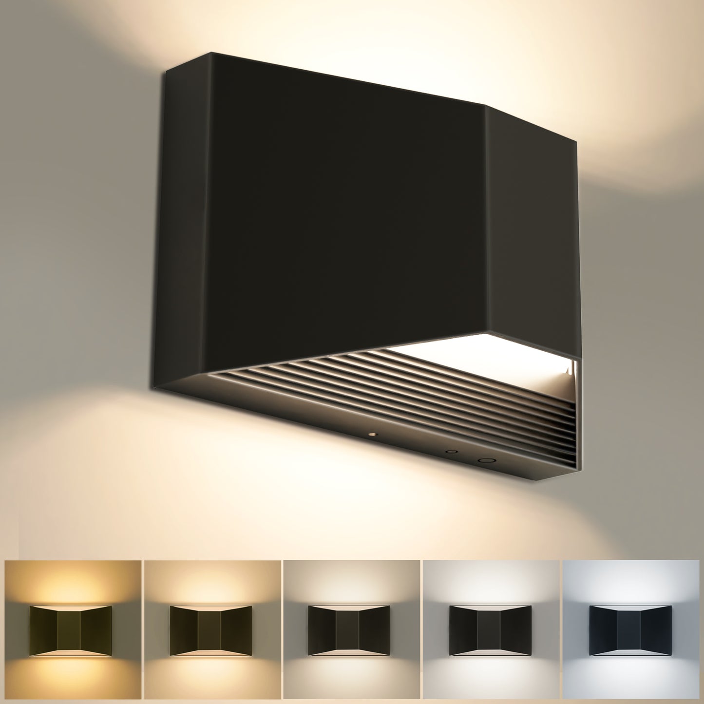 YANSUN Wall-Mounted Triangle Wall Sconce with Wall Switch & 5 CCT Adjustable, No Bulbs Included