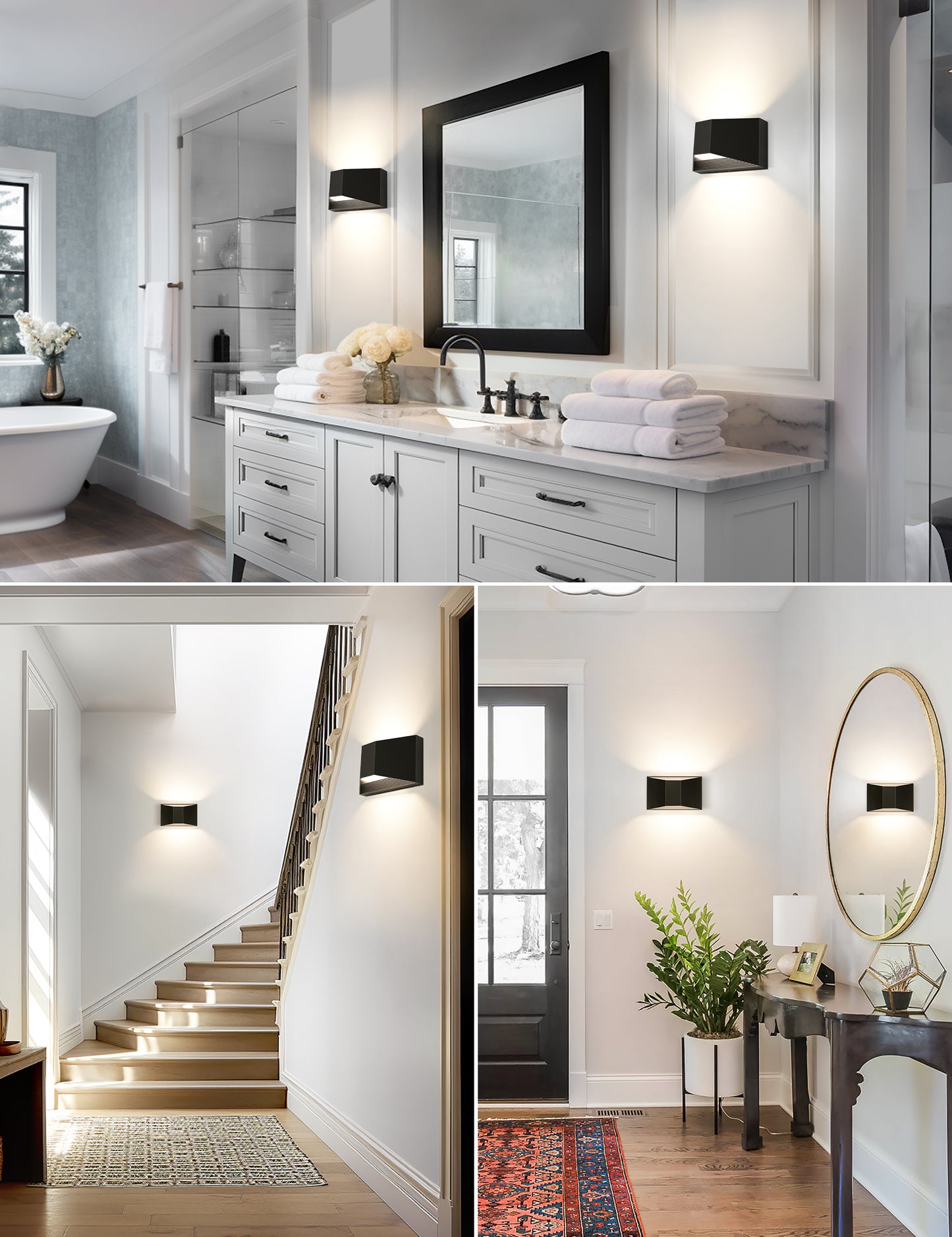 YANSUN Wall-Mounted Triangle Wall Sconce with Wall Switch & 5 CCT Adjustable, No Bulbs Included