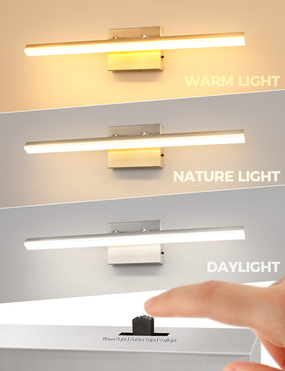 YANSUN 24 in. 24-Watt 1-Light Matte Black and Nickel LED Vanity Light, Bathroom Wall Sconce for Vanities