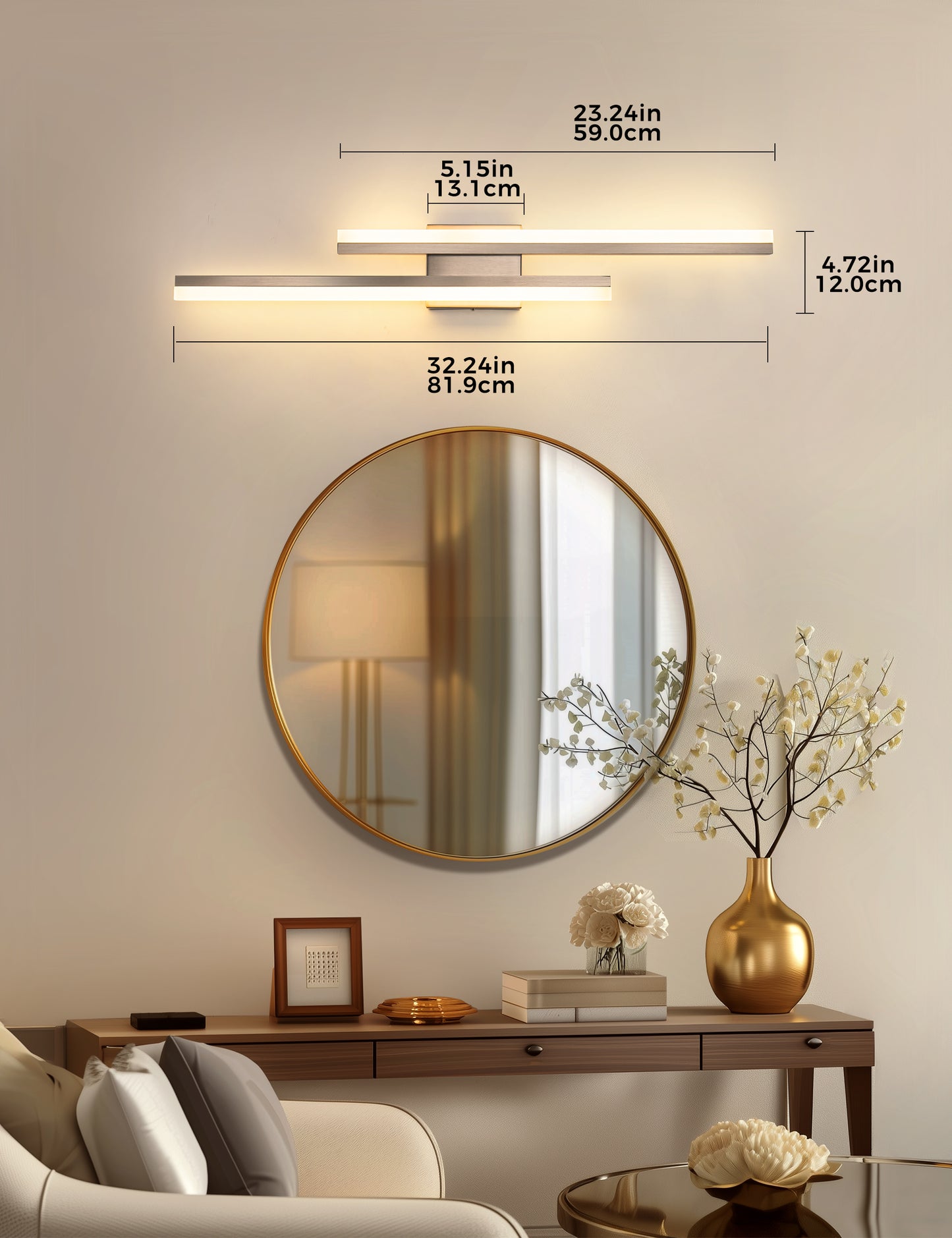 YANSUN 2-Light Minimalist Nickel LED Wall Sconce with Frosted Acrylic Shade, Modern Accent Light for Powder Room