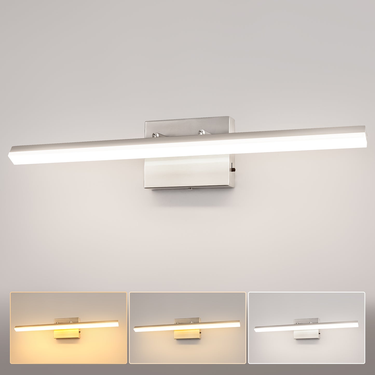 YANSUN 1-Light LED Vanity Fixture 24W Sand Nickel Finish 23.6in Dimmable