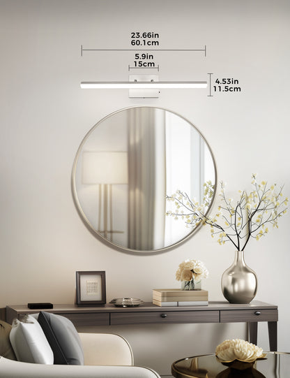 YANSUN 24 in. 24-Watt 1-Light Matte Black and Nickel LED Vanity Light, Bathroom Wall Sconce for Vanities
