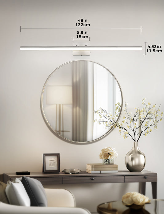 YANSUN 24-Watt 1-Light Nickel Integrated LED Vanity Light, 48 in. Modern Adjustable Wall Sconce for Bathroom or Various