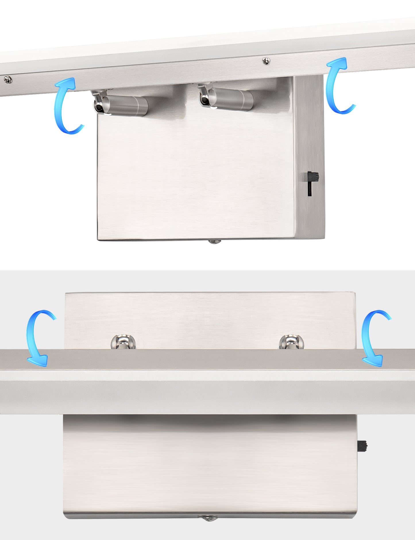 YANSUN 24-Watt 1-Light Nickel Integrated LED Vanity Light, 48 in. Modern Adjustable Wall Sconce for Bathroom or Various
